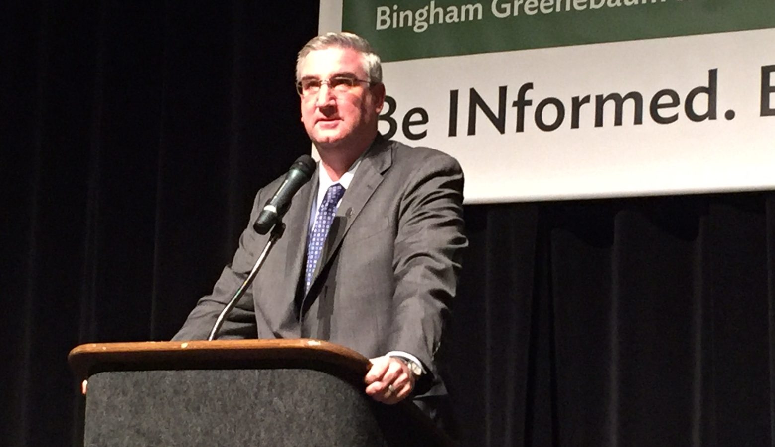 Governor-elect Eric Holcomb lays out the framework of his legislative agenda at the annual BGD Legislative Conference. (Brandon Smith/IPB News)