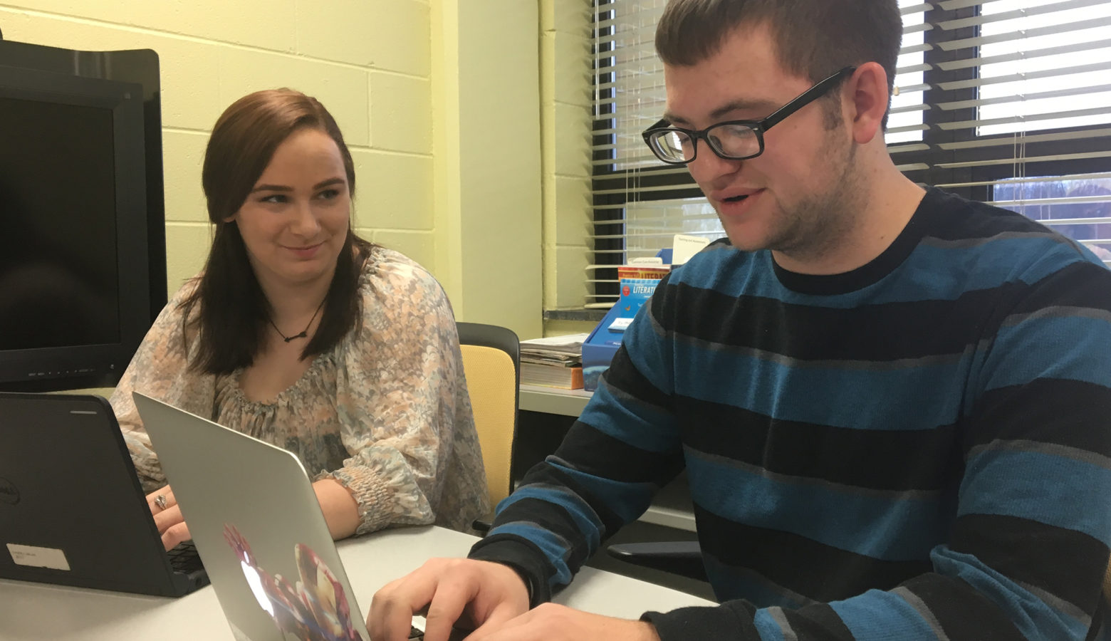 Milan High School senior Evan Smith has limited internet access at home, so he often tries to complete his homework at school. Milan Community Schools is the rare rural school district that invested in high speed internet. (Claire McInerny/ IPB News)