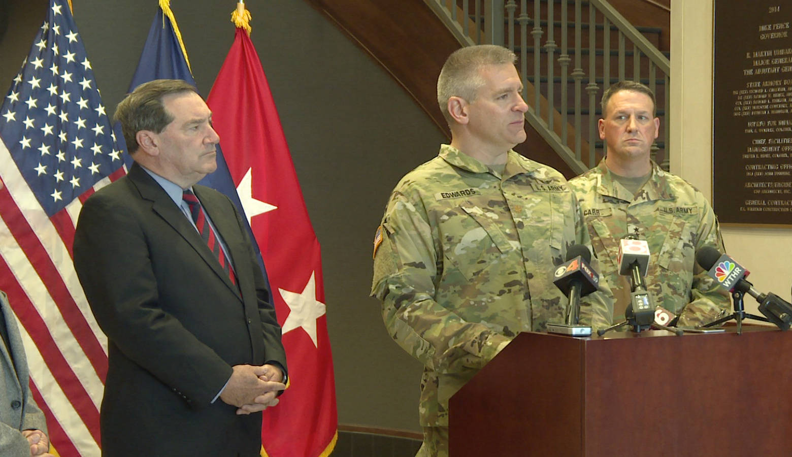 Major Scott Edwards speaks at the Indiana National Guard. (Jill Sheridan/IPB News)