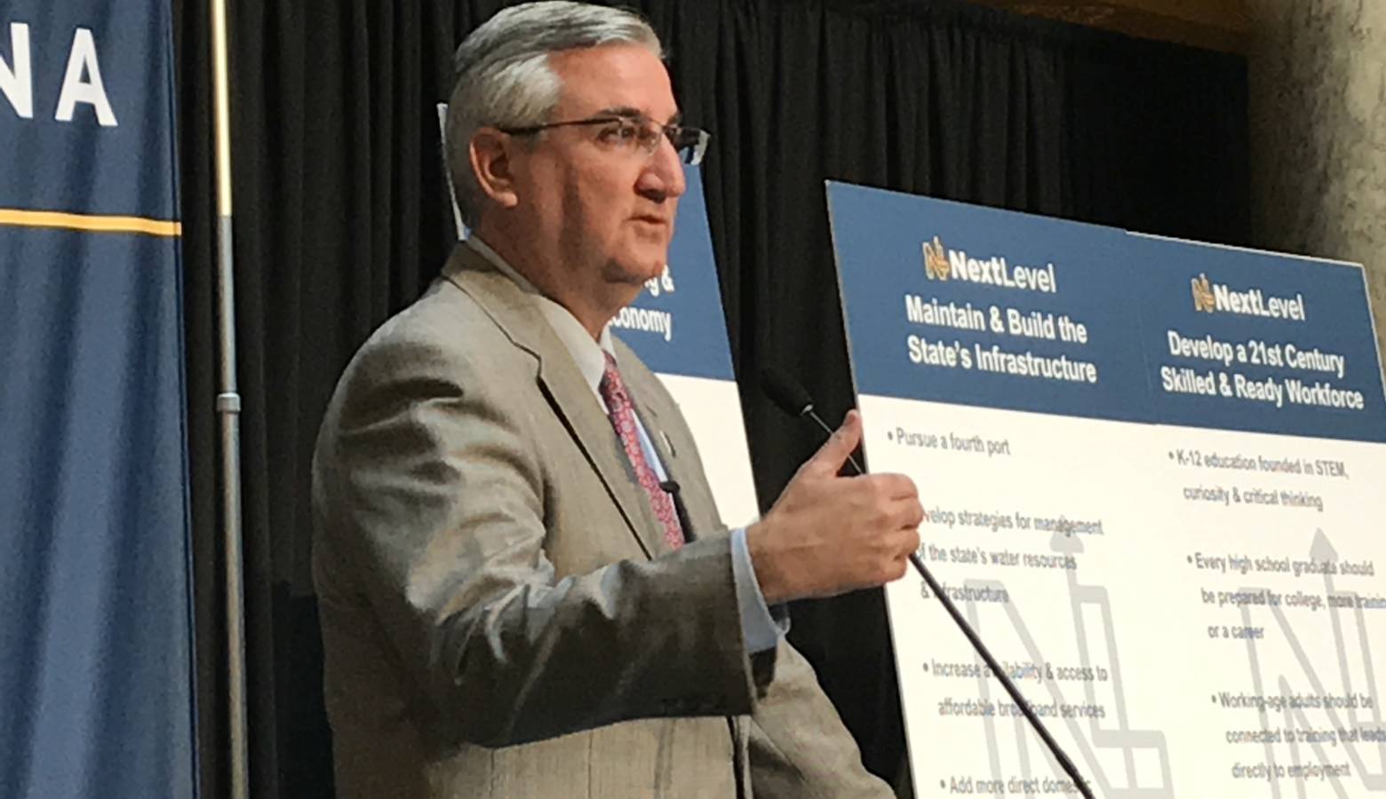 Gov. Eric Holcomb's (R-Ind.) 2018 agenda builds on his previously-outlined “five pillars:” economic diversification, infrastructure, workforce alignment, addressing the drug epidemic, and improved government services. (Brandon Smith/IPB News)