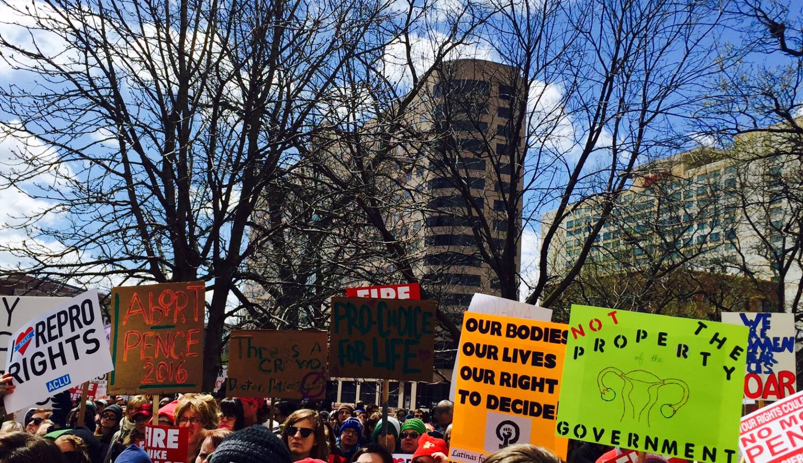 A 2016 protest at the Statehouse over Indiana's controversial anti-abortion law. (Brandon Smith/IPB News)