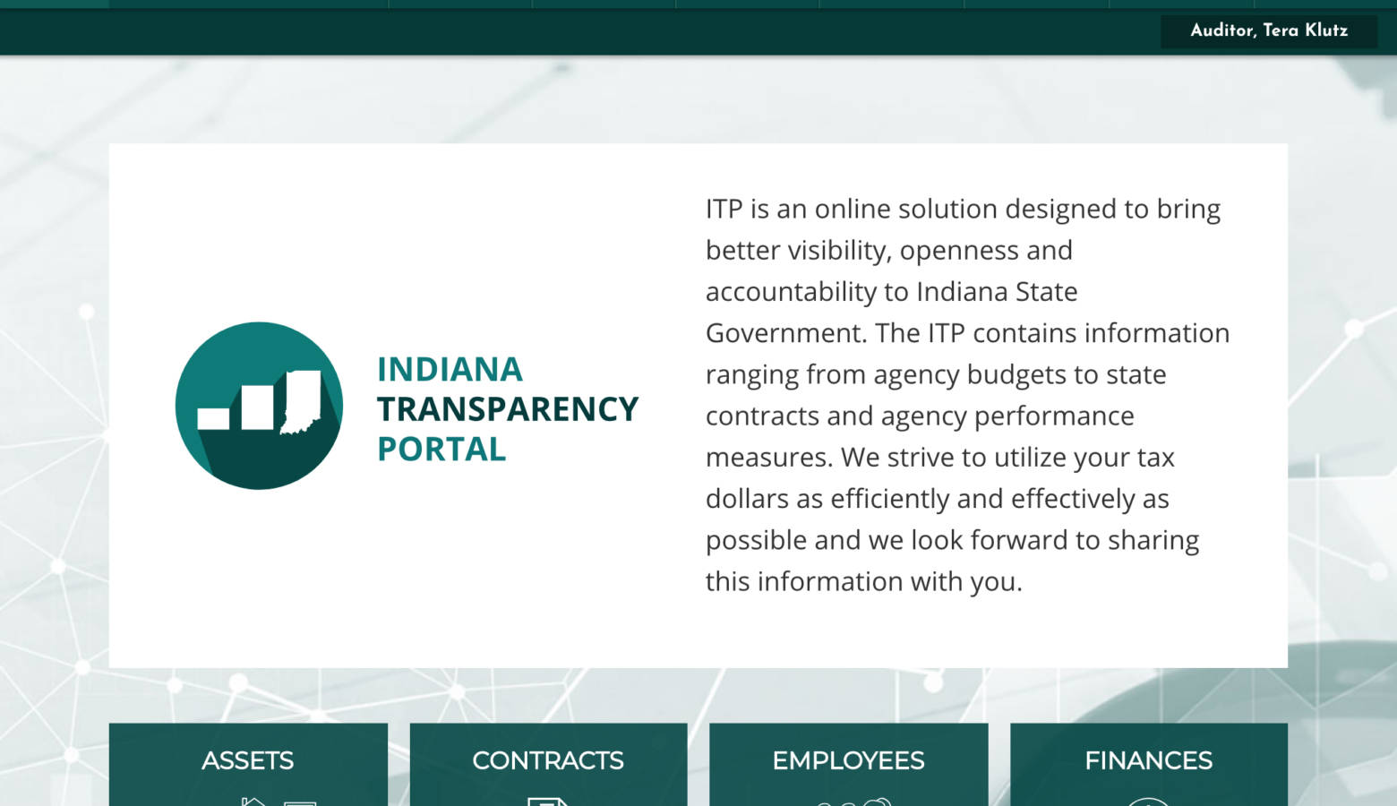 The state launched a redesigned Transparency Portal. (Screenshot in.gov/itp)