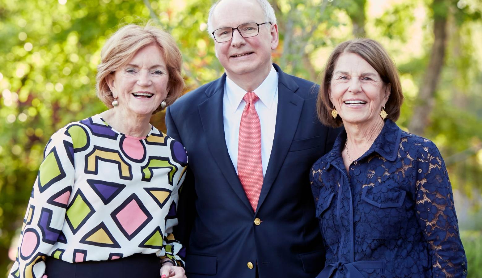 IU School of Medicine Dean Jay Hess (center) with Vera Bradley co-founders Barbara Bradley Baekgaard (left) and Patricia R. Miller (right). The Foundation has contributed more than $35 million for breast cancer research. (Courtesy of Indiana University Sc
