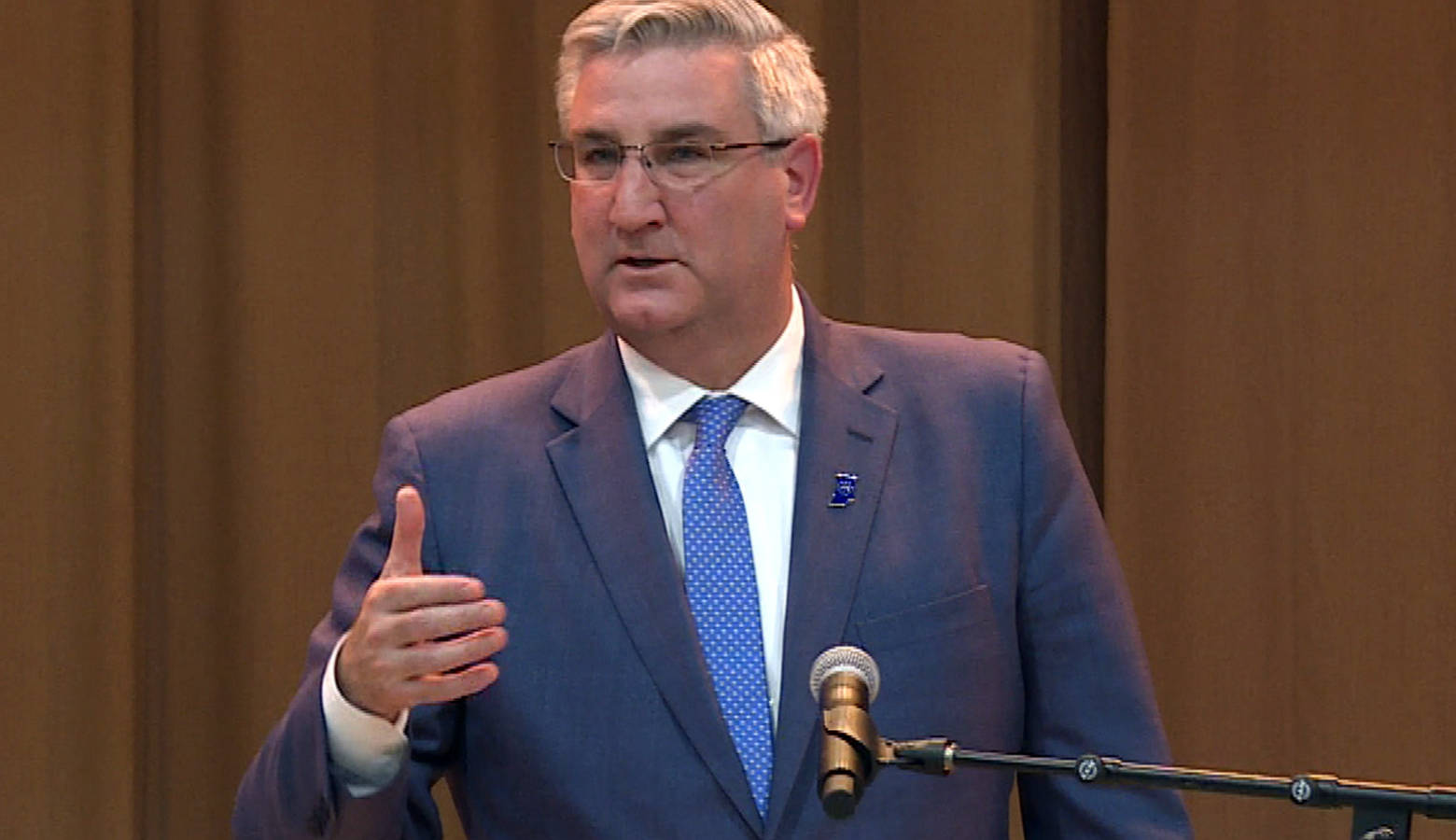 Gov. Eric Holcomb says he'll work to find consensus on hate crimes legislation. (Zach Herndon/WTIU)