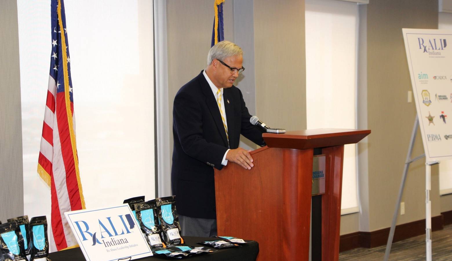 Indiana Sen. Jim Merritt (R-Indianapolis) announces RALI Indiana coalition. (Photo courtesy of Bose Public Affairs)