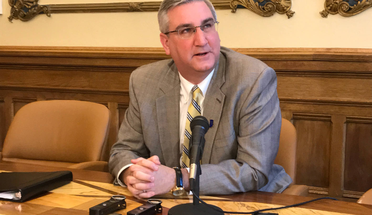 Gov. Eric Holcomb says he cannot tell the legislature to impeach Attorney General Curtis Hill. (Brandon Smith/IPB News)