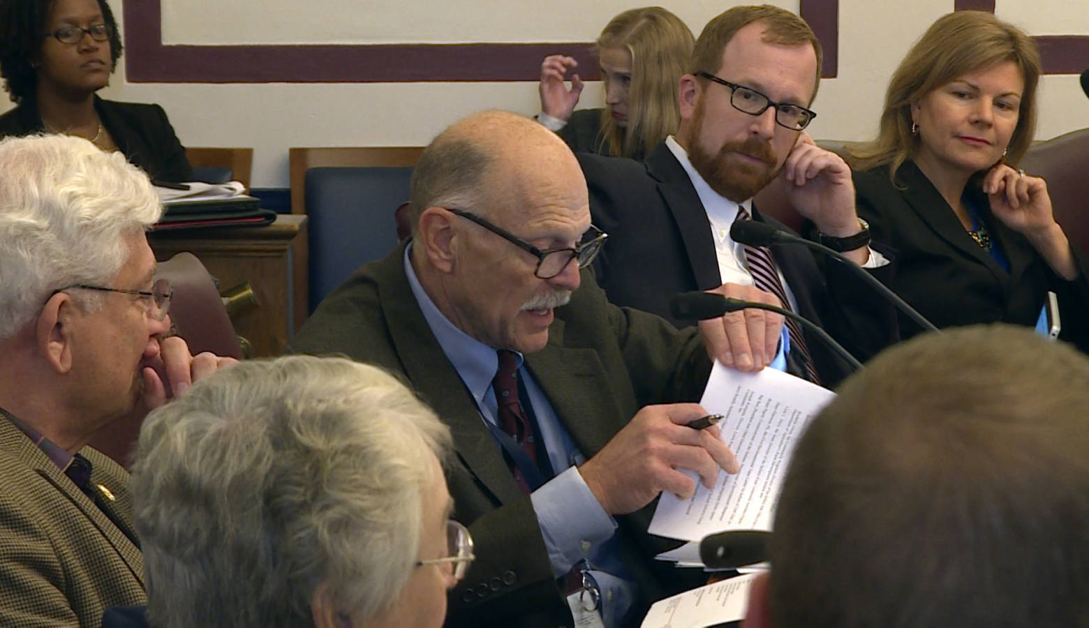 The Water Infrastructure Task Force makes last-minute changes to its report before finalizing it on Tuesday. (Rebecca Thiele/IPB News)