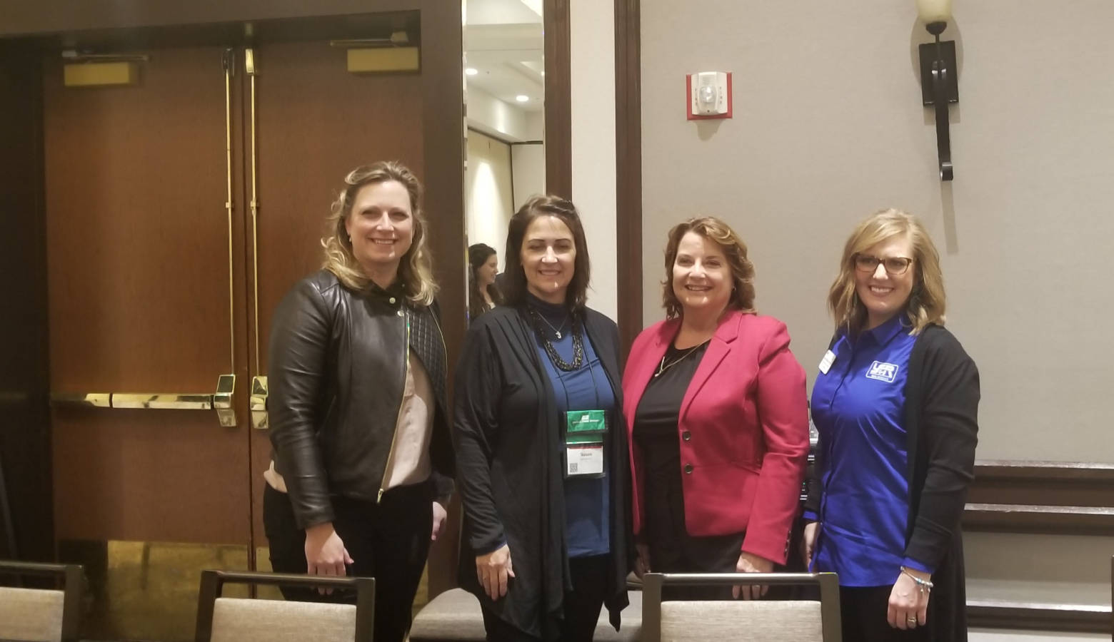 (Left to Right) Indiana farmers Leah Beyer, Susan Brocksmith, Joyce Kron and Kelly Whiteman Snipes discuss life as a women in the ag industry during a panel session at the Indiana Young Farmer and Ag Professionals Conference. (Samantha Horton/IPB News)