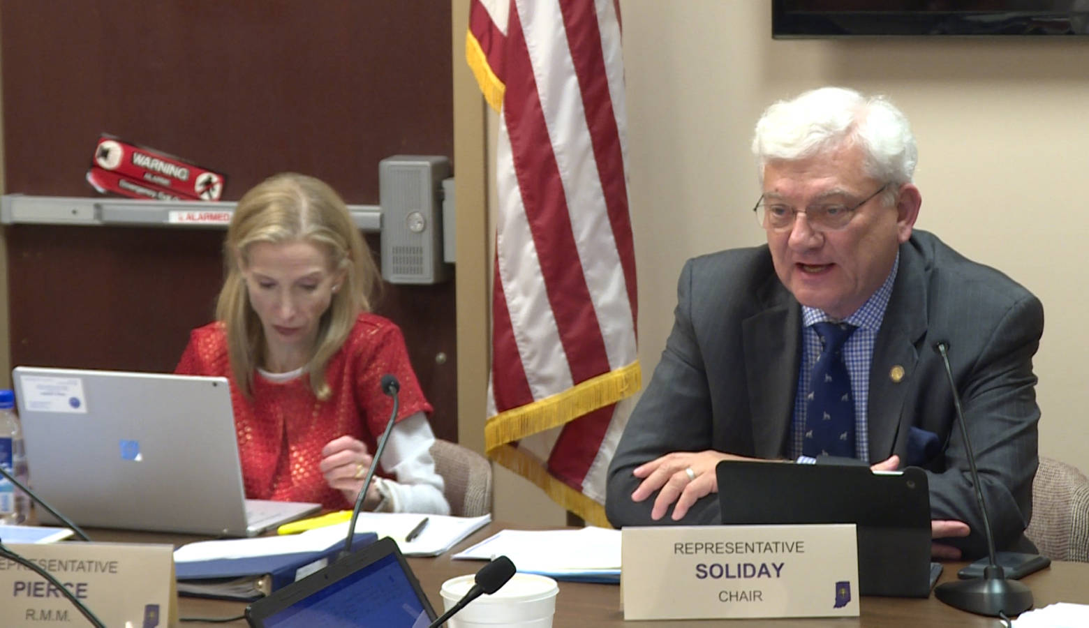 Rep. Ed Soliday (R-Valparaiso) (right) thanked those who supported the bill for their hard work on Wednesday before the legislation passed unanimoulsy in committee. (Rebecca Thiele/IPB News)