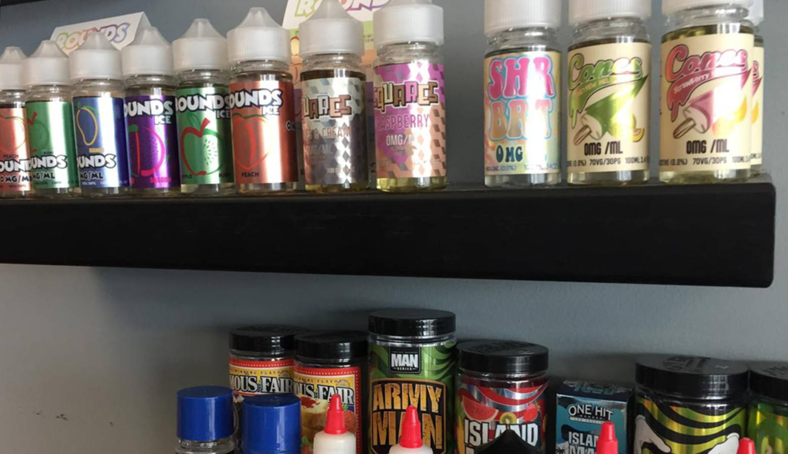 E-liquids for sale at Just Vapor in Fishers. (Jill Sheridan/IPB News)