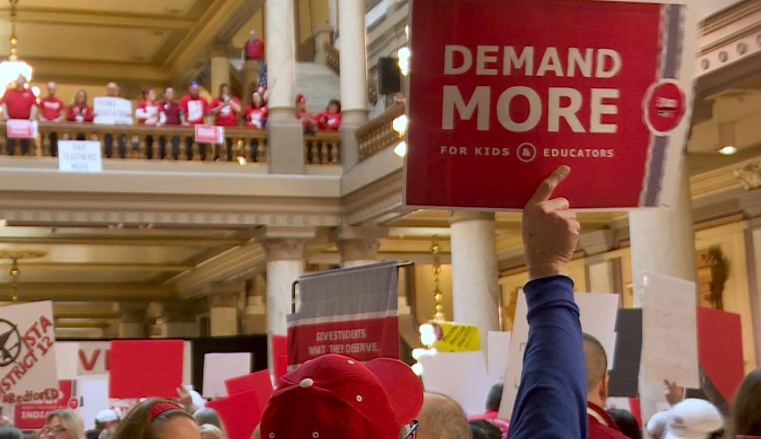 Attendees gathered on all three of the main floors of the statehouse to make their voices and concerns heard. (Jeanie Lindsay/IPB News)