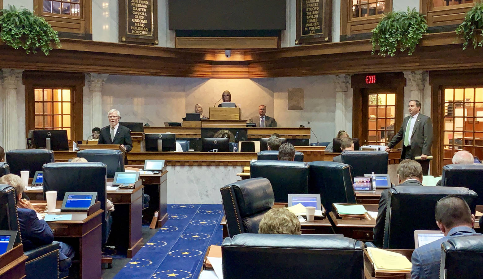 Members of the Indiana Senate debate final passage of a bill aimed at creating hate crimes protections. (Brandon Smith/IPB News)