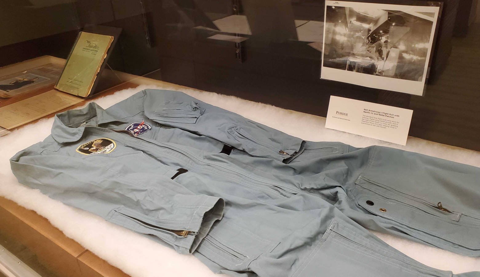 The exhibit includes one of Neil Armstrong's Apollo 11 training suits. (Samantha Horton/IPB News)
