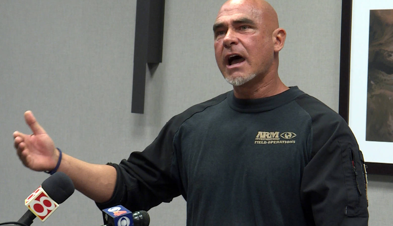 Animal Recovery Mission founder Richard Couto at a press conference in Indianapolis following the release of the Natural Prairie Dairy video. (Lauren Chapman/IPB News)