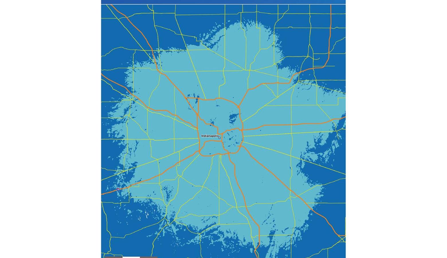 AT&T's map of expected 5G coverage in Indianapolis by February 2020. (Provided by AT&T)