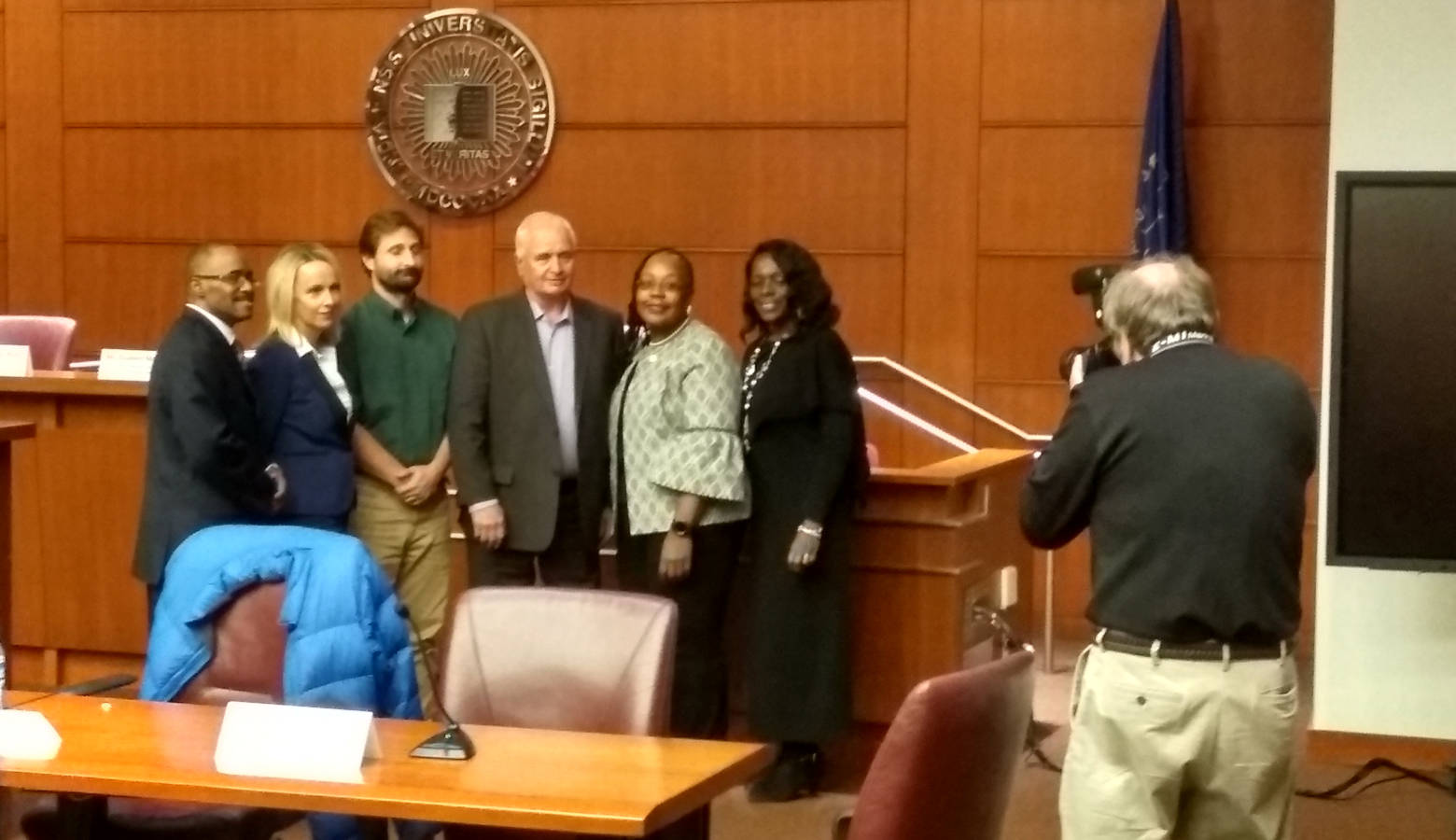 Experts at the lead forum, left to right: NAACP's Garry Holland, University of Notre Dame's Heidi Beidinger, IUPUI's John Shukle,  Sen. Rick Niemeyer (R-Lowell), Rep. Carolyn Jackson (D-Hammond), and moderator Eunice Trotter. (Rebecca Thiele/IPB News)