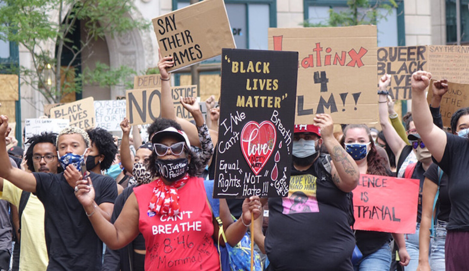 A rally organized by the Indiana Racial Justice Alliance drew several hundred people to Monument Circle on Saturday, June 13, 2020. The group wants the city to reduce the budget of IMPD and reinvest the funds in new community-led initiatives.