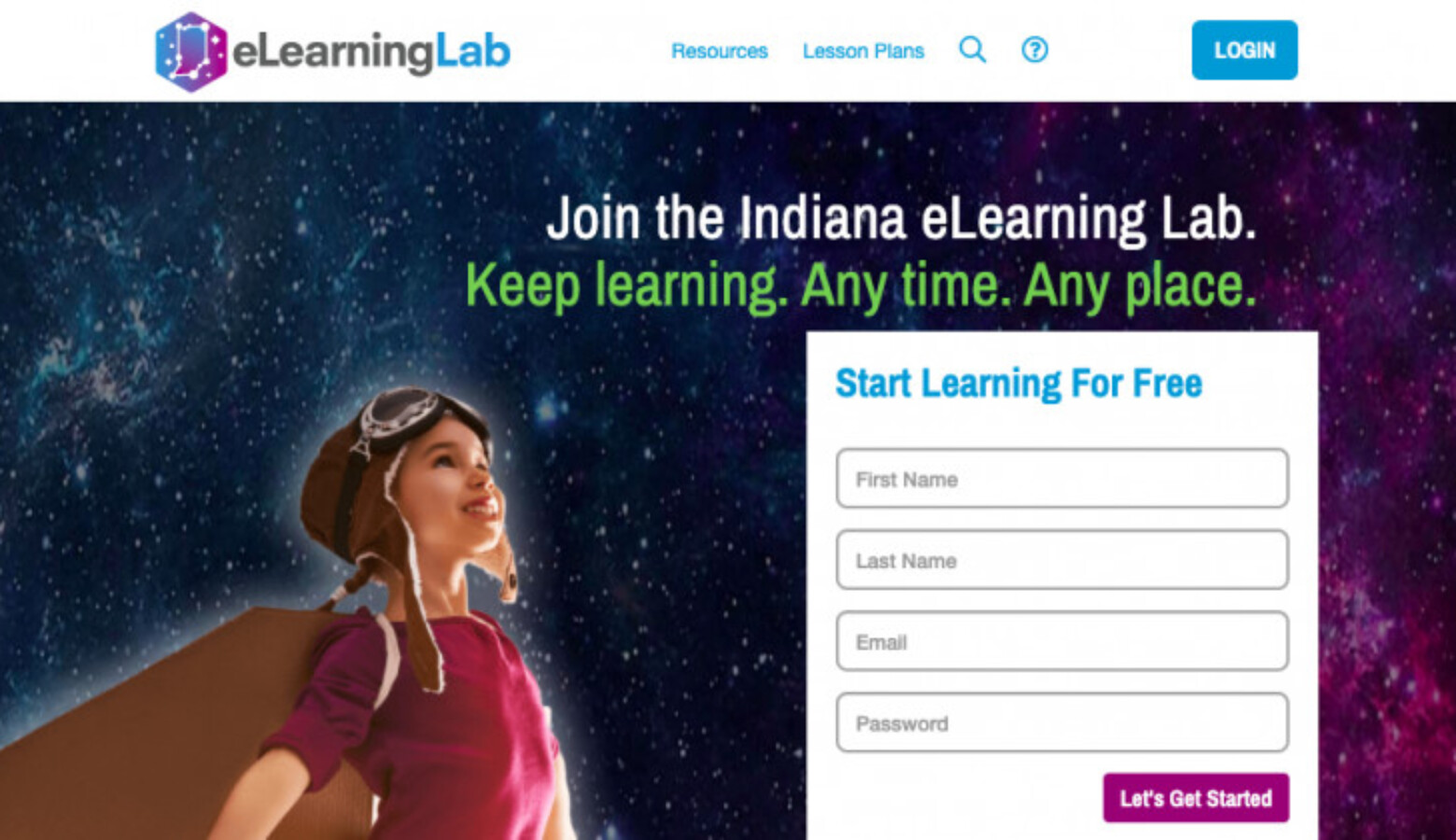 The website of the Indiana eLearning Lab on Wednesday, July 22, 2020.