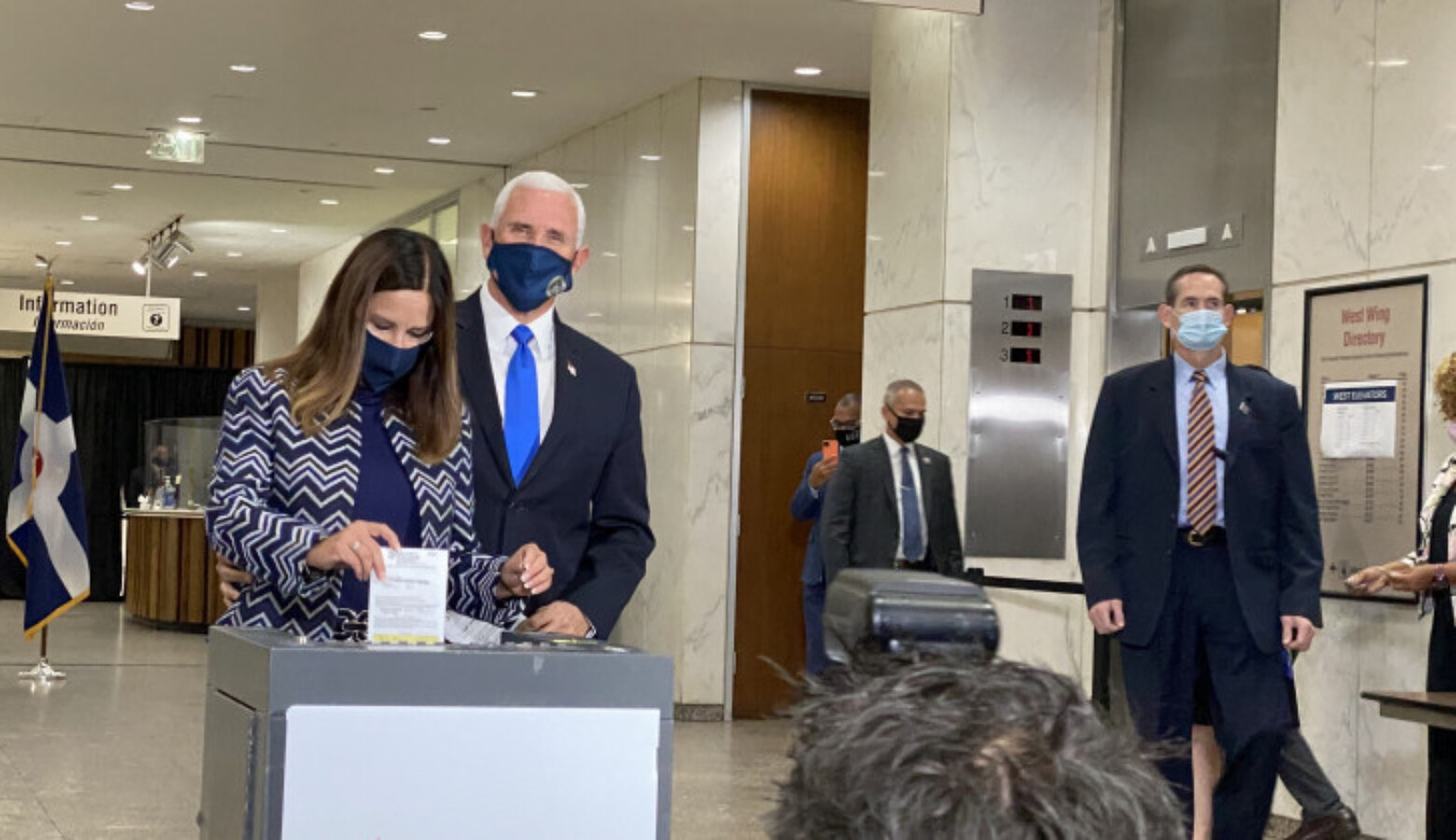 Vice President Mike Pence and wife Karen pence cast absentee ballots in Indianapolis Friday.