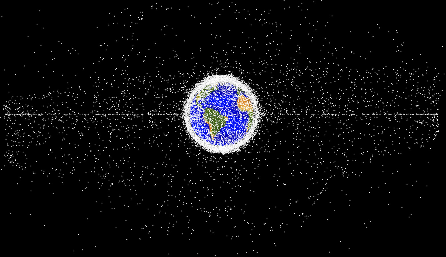 Things like old satellites and booster rockets have put hundreds of millions of pieces of litter in Earth’s orbital space. (Courtesy of NASA's Orbital Debris Program Office)