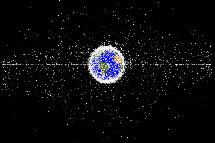 Things like old satellites and booster rockets have put hundreds of millions of pieces of litter in Earth’s orbital space. (Courtesy of NASA's Orbital Debris Program Office)