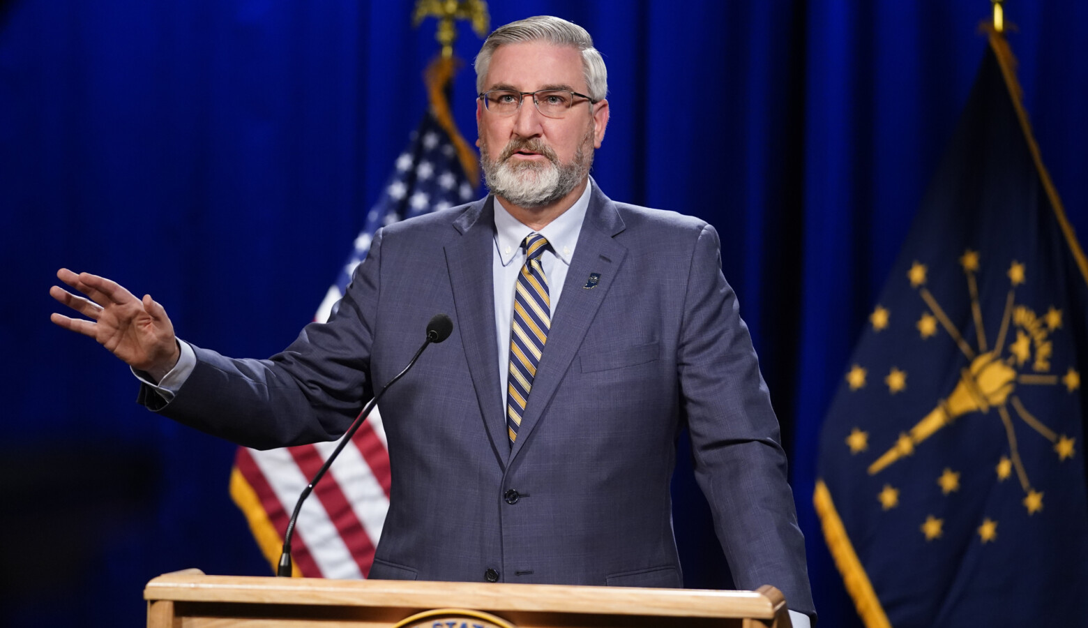 In his 2021 State of the State address, Gov. Eric Holcomb unveiled his plan to create a new, regional development initiative that he said will help the state’s economy recover from the COVID-19 pandemic. (Darron Cummings/Associated Press)