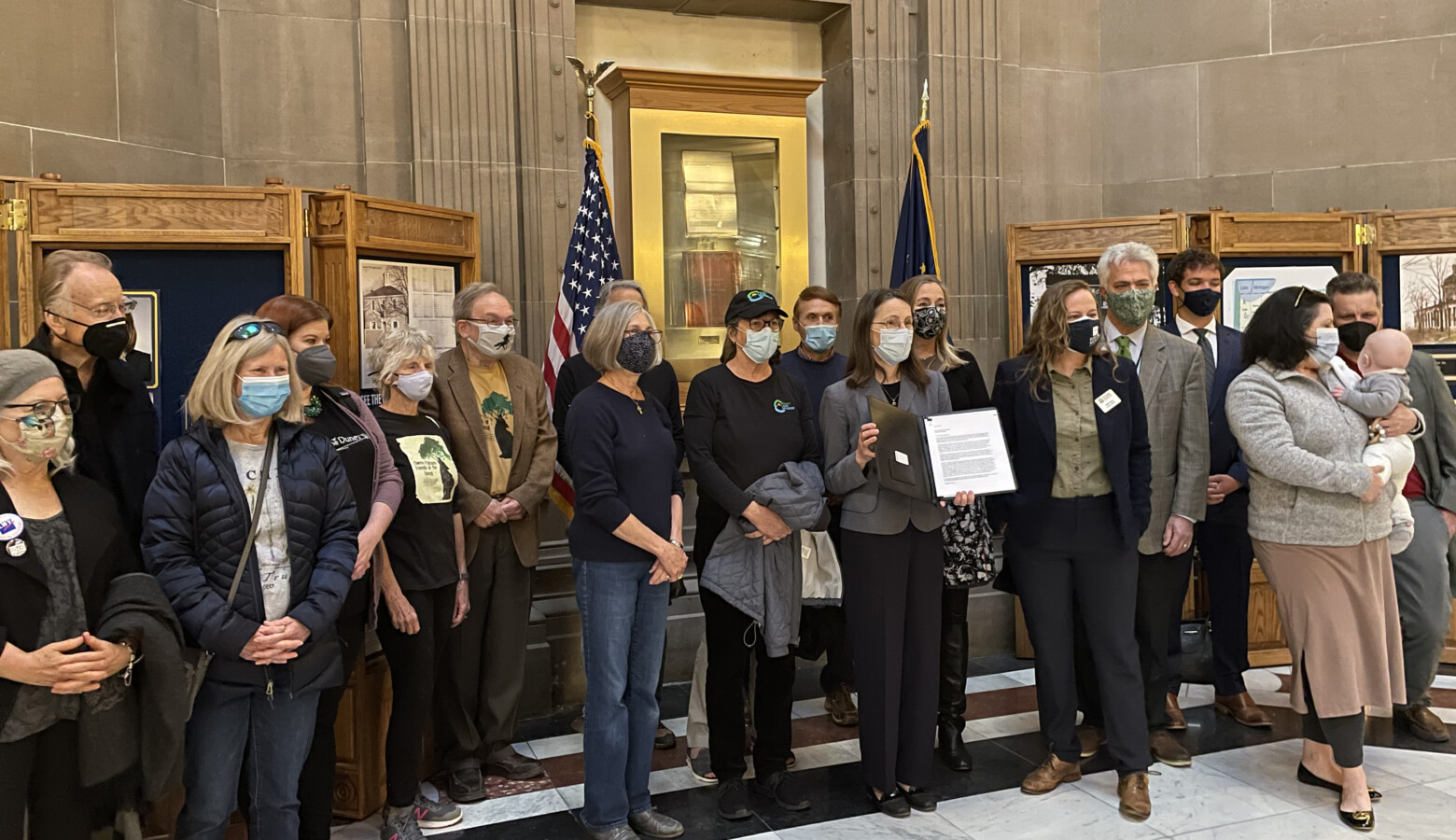 Members of the coalition with their letter asking Gov. Eric Holcomb to veto the wetlands bill. (Courtesy of The Nature Conservancy)