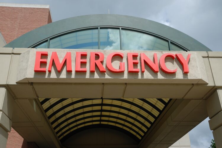 The outside of an emergency entrance to a hospital