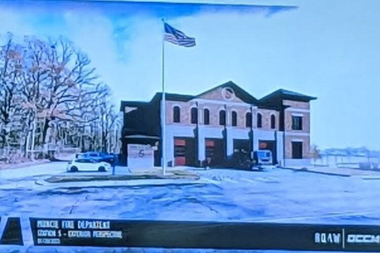 A drawing of what the new fire station would potentially look like