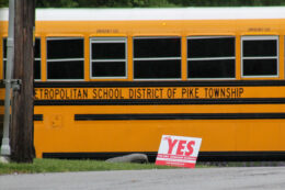 A yellow school bus.