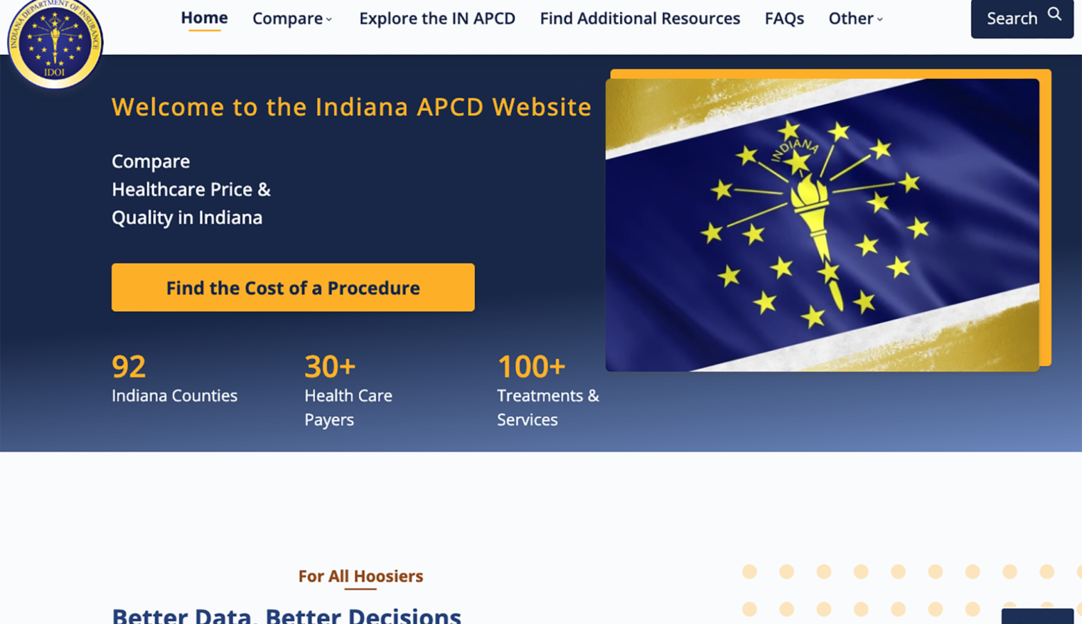 A screenshot of the All-Payer Claims Database website.