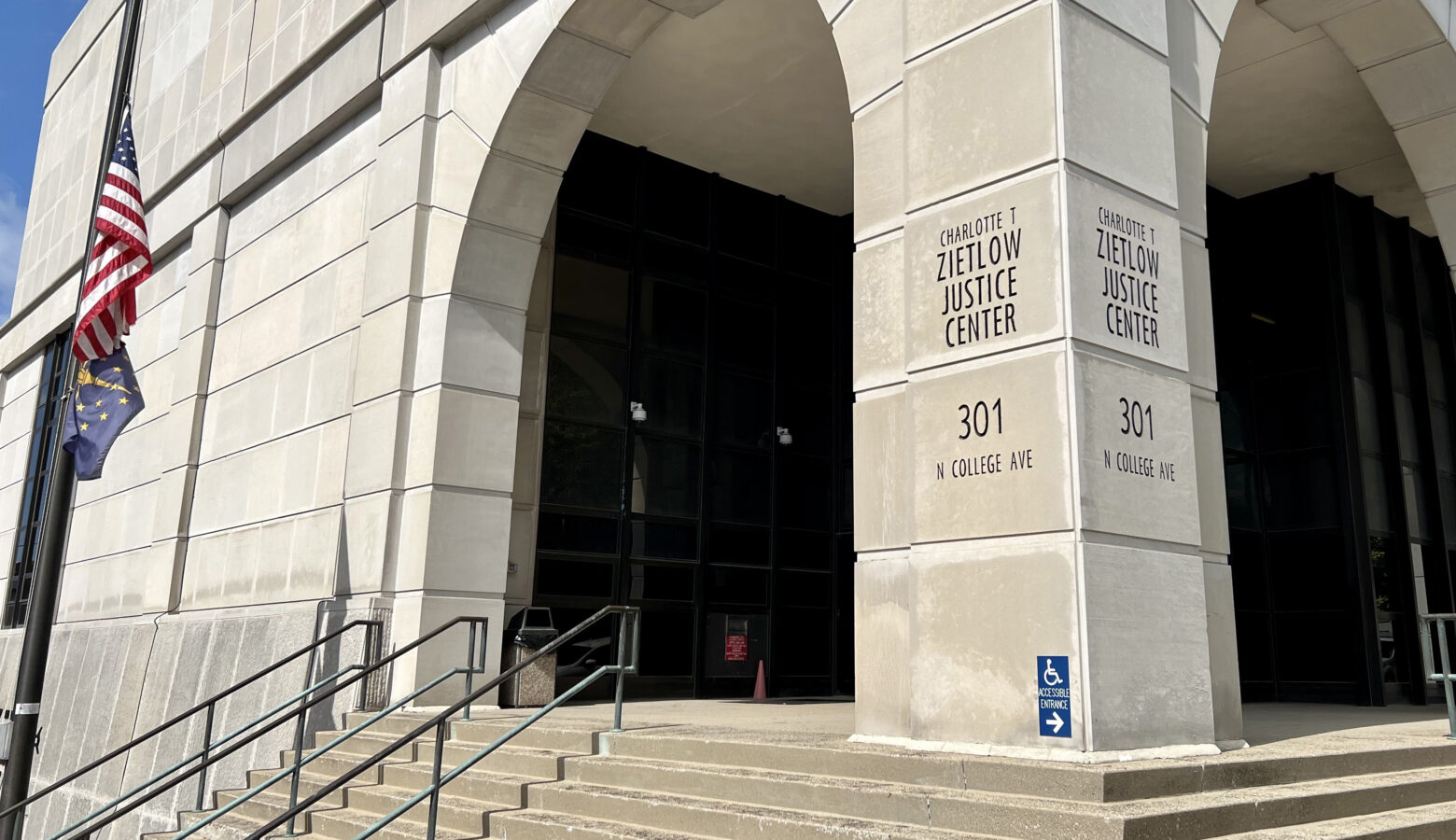 The exterior of the Charlotte T. Zietlow Justice Center in Bloomington, Indiana.