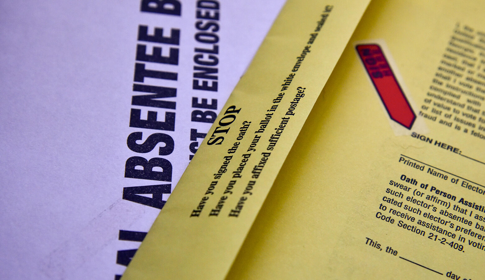 Partial images of an Indiana absentee ballot.