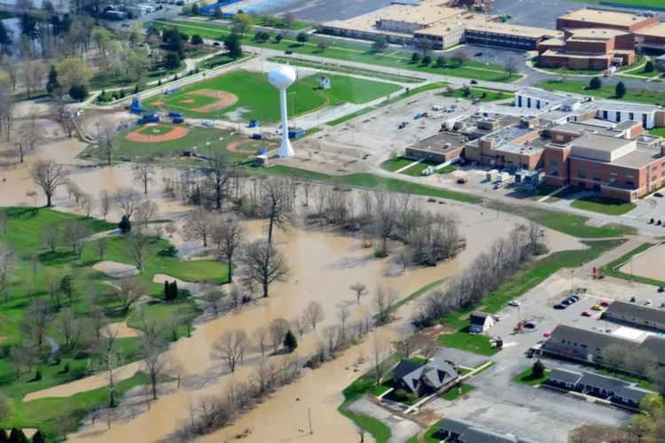 An aerial view of flooding in Tipton County in 2013.