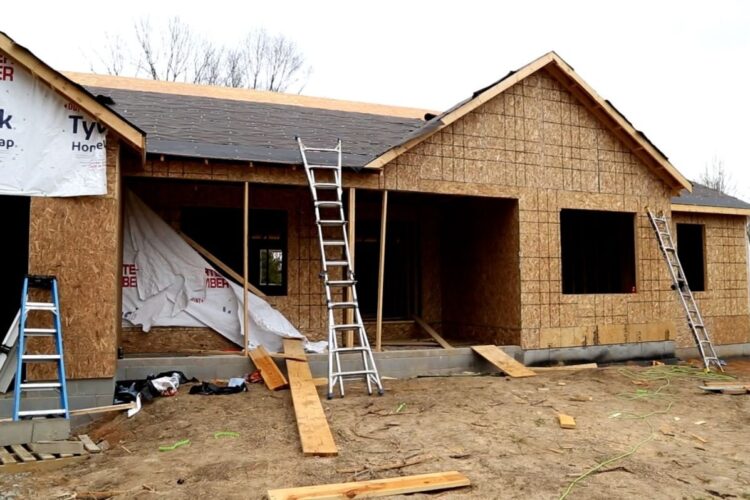 A house under construction.