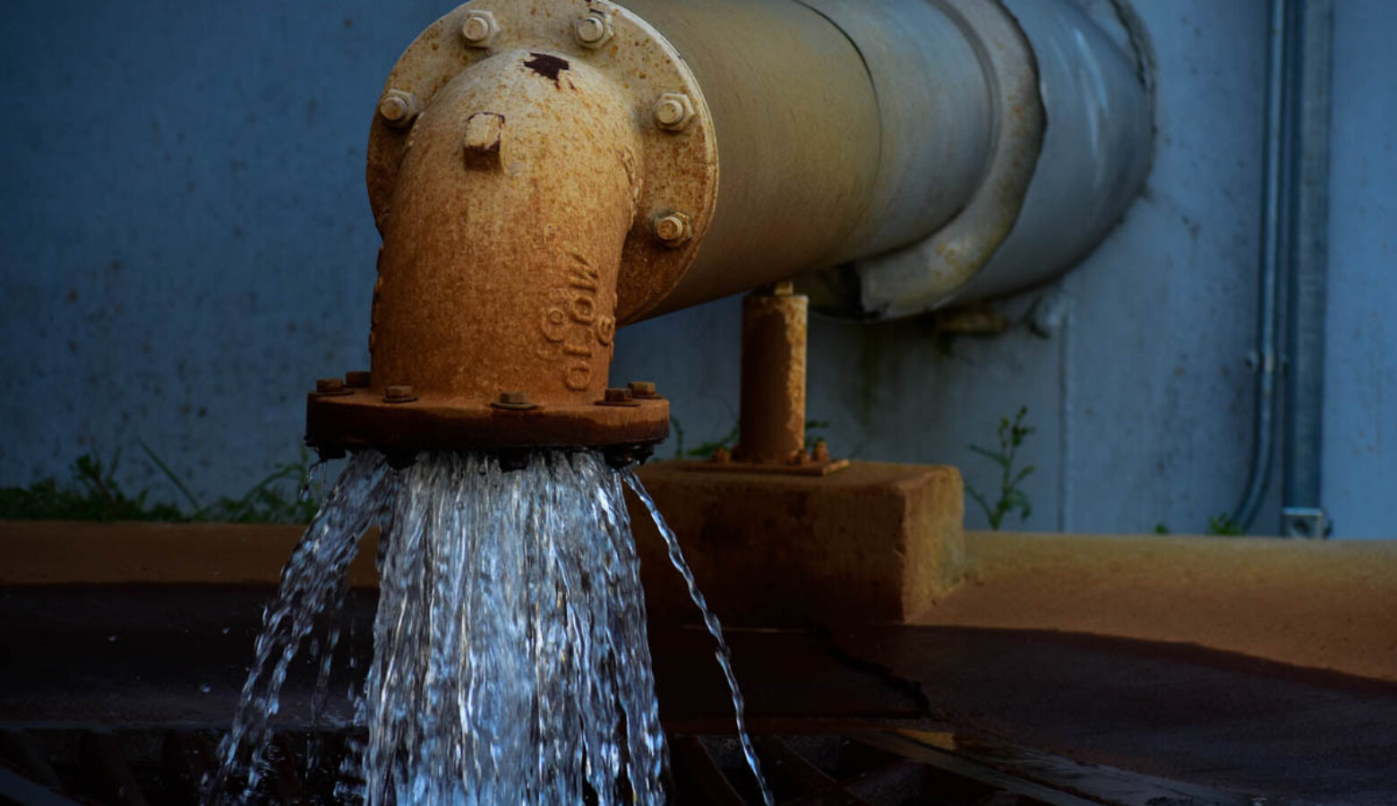 A water pipe at the Goshen Water/Sewer Department building.