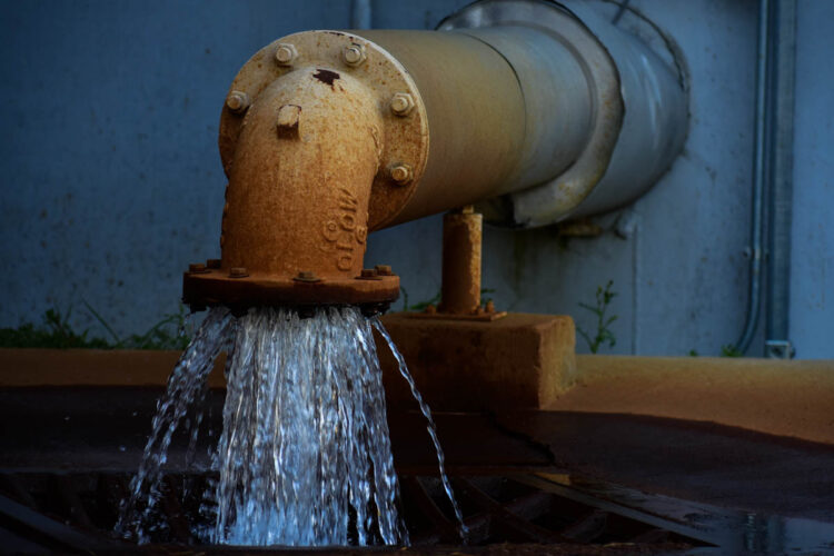 A water pipe at the Goshen Water/Sewer Department building.