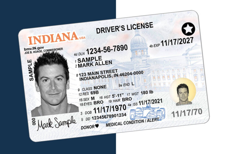 A sample of an Indiana driver's license.