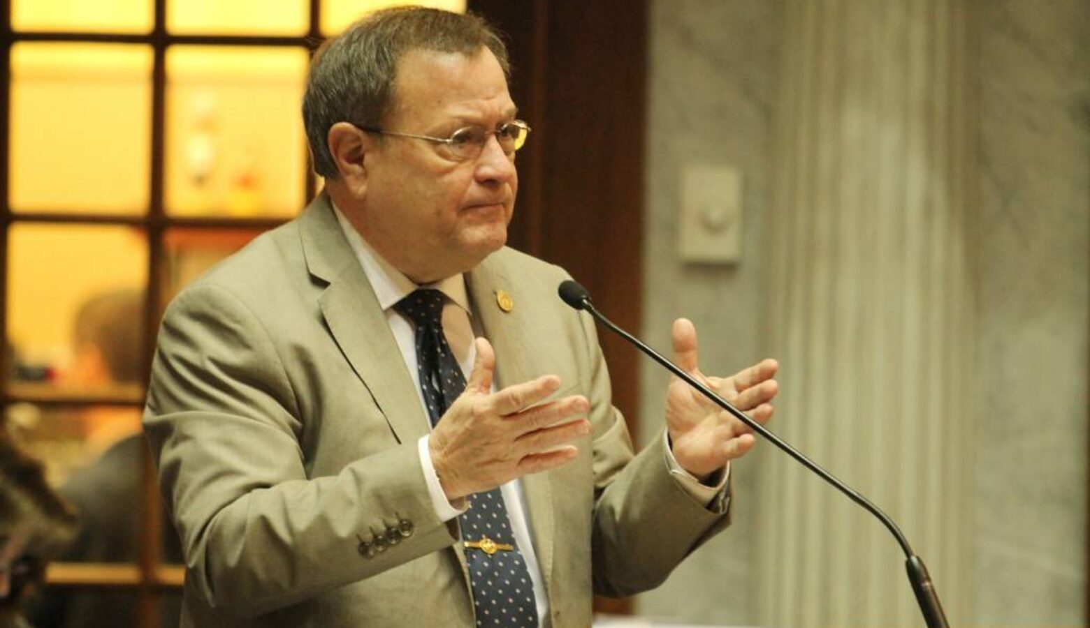 Mike Young speaks in the Statehouse Senate chamber.