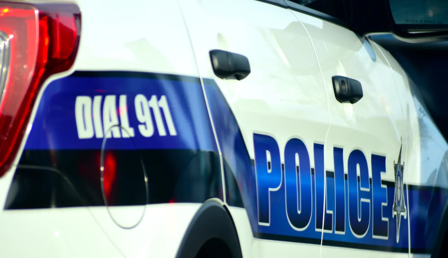 The side of a police cruiser