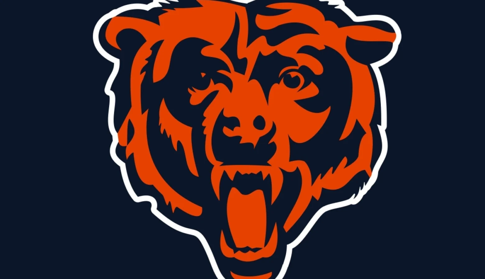 The Chicago Bears logo of a bear's head highlighted in orange with a white border on a dark blue background.