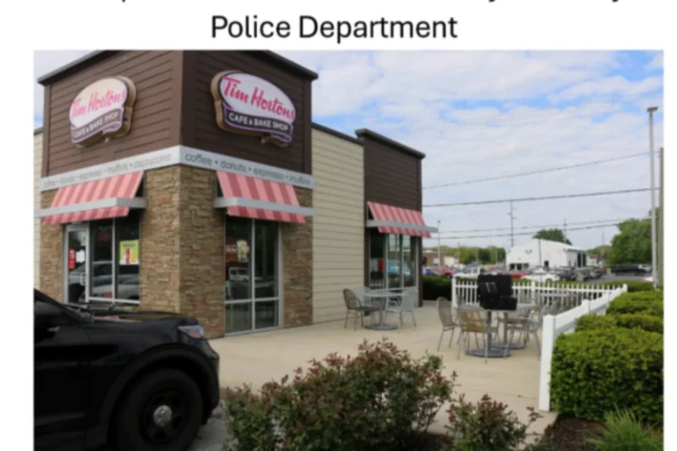 The outside of a Tim Hortons restaurant