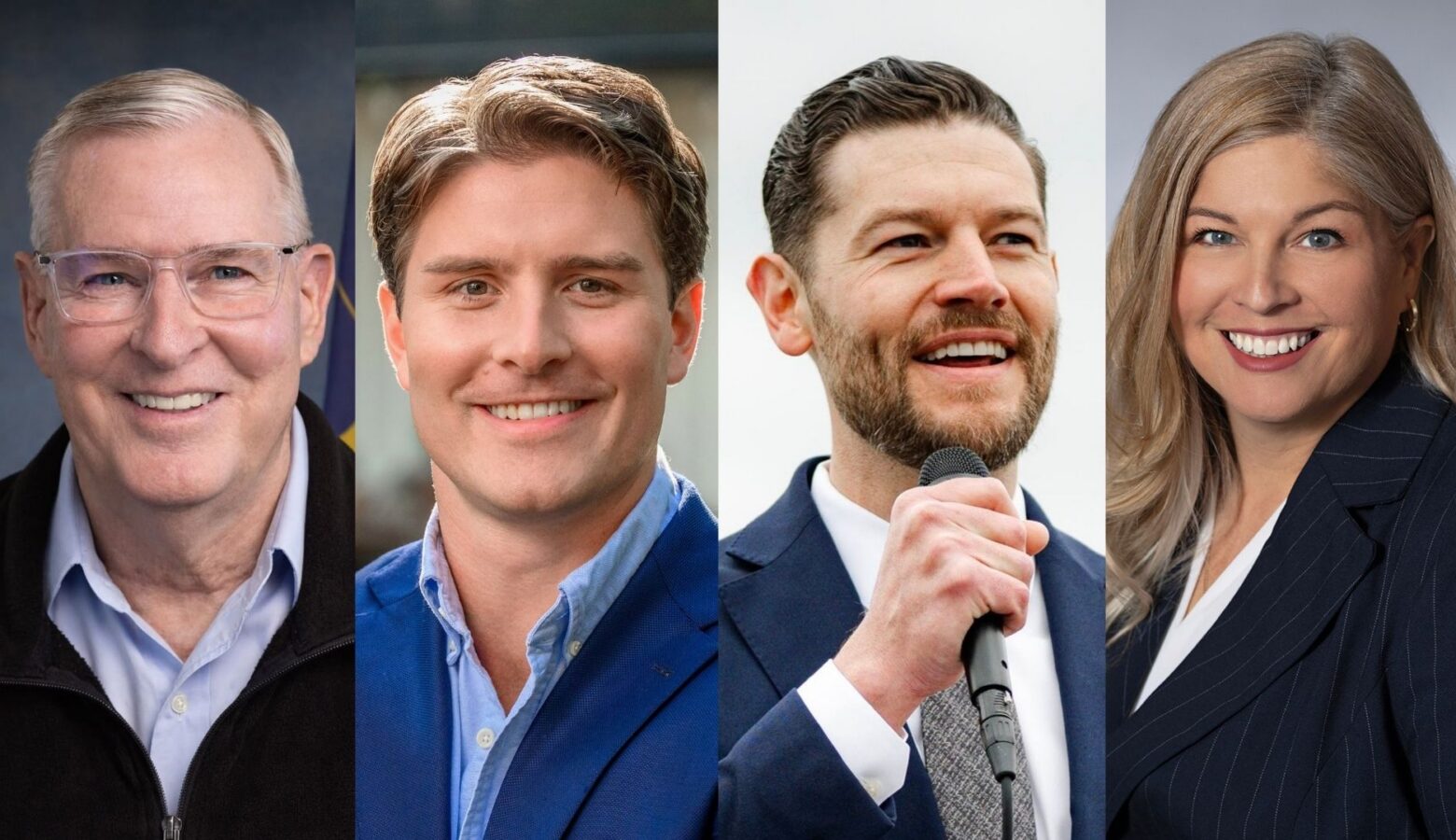 Four headshots show Independent Greg Ballard, Democrat Beau Bayh, Republican Max Engling and Libertarian Lauri Shillings