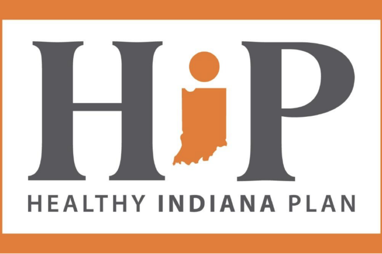 The Healthy Indiana Plan logo in orange and gray.