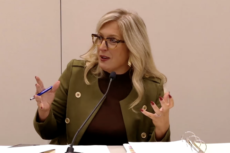 Katie Jenner leads a meeting of the State Board of Education.