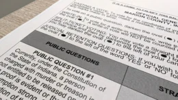 A close-up of an election ballot in Marion County, Indiana.